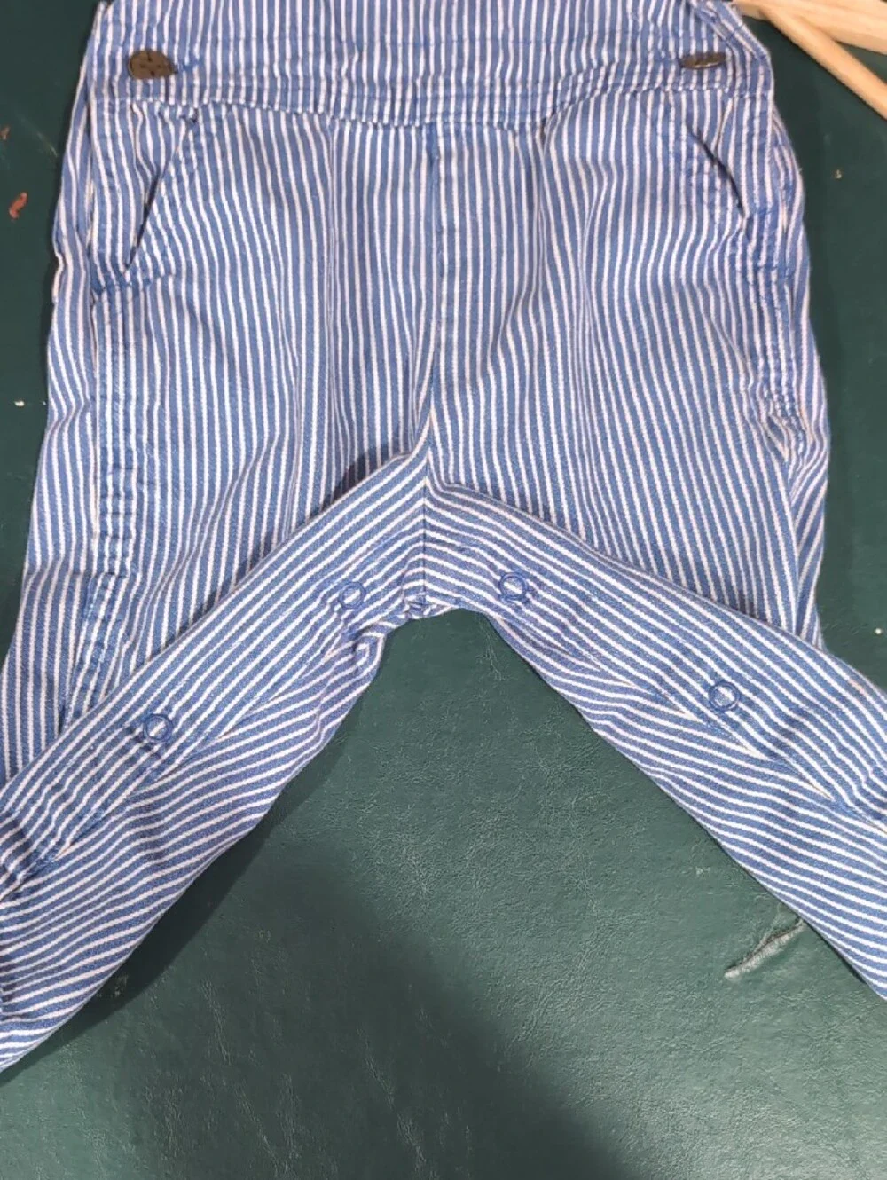 VTG OshKosh B'gosh Blue Stripe Kids Overalls 18m Made In The USA